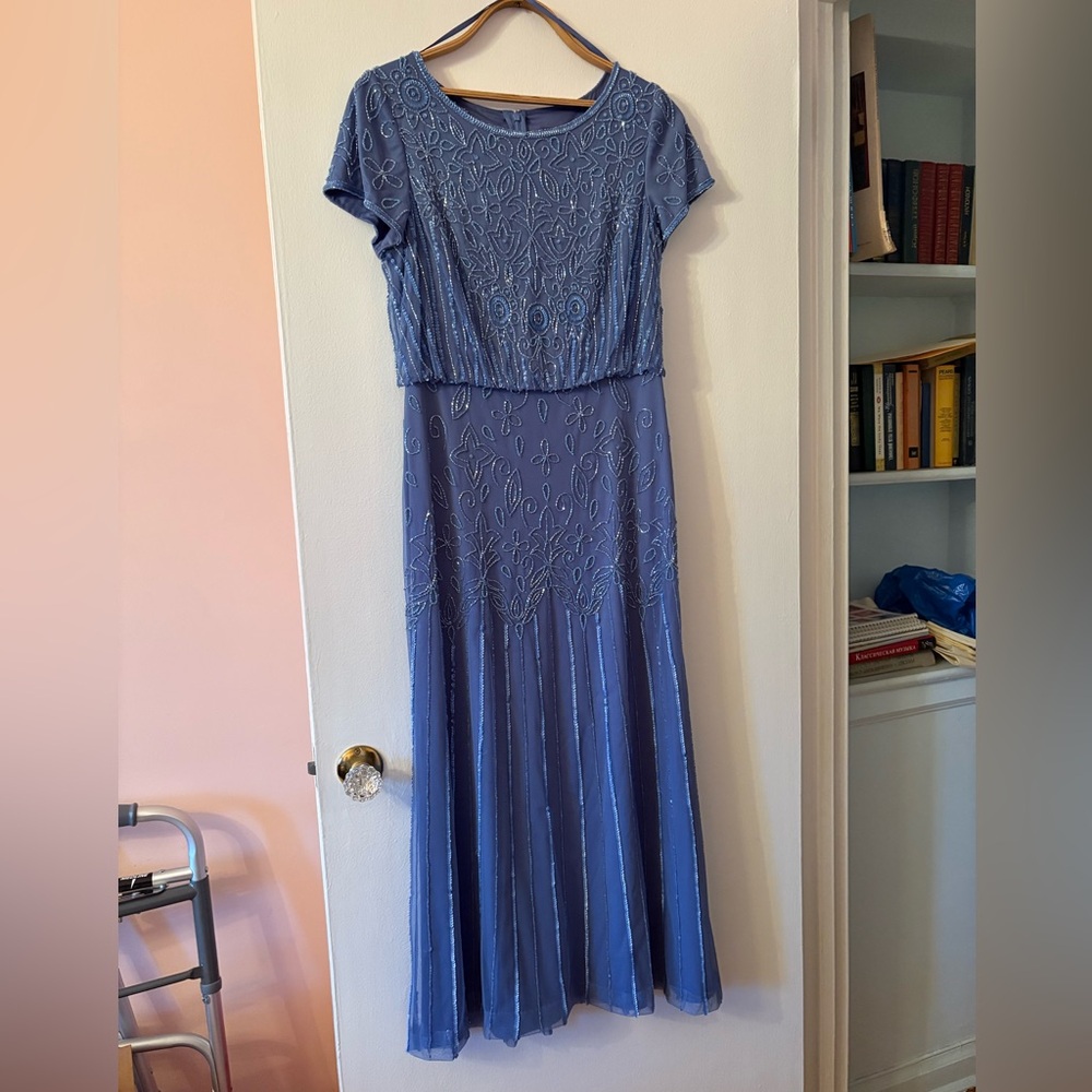 Elegant Blue Embroidered Dress